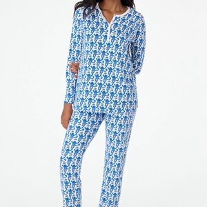 Blue and White Patterned Pajama Set